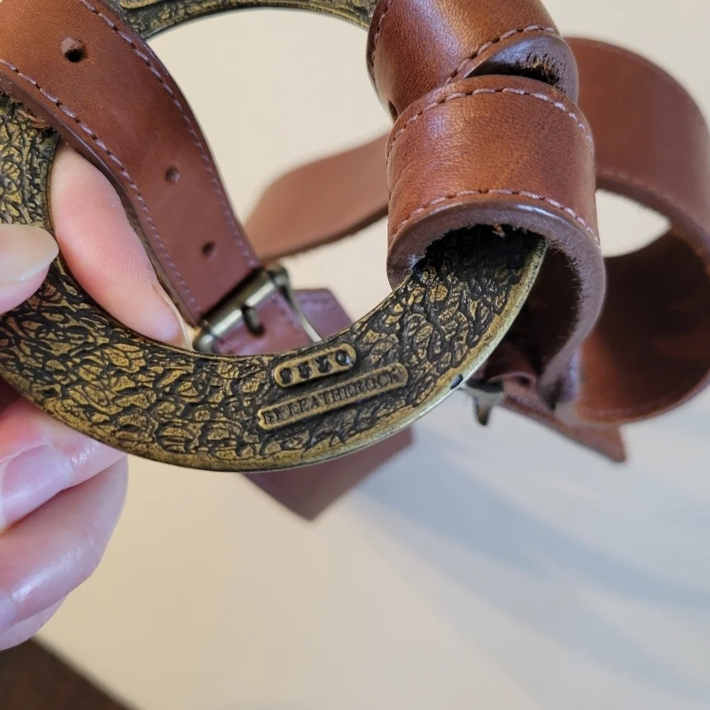 Leatherock Made in USA Hammered Circle Belt Buckle Multi Adjustable Brown M